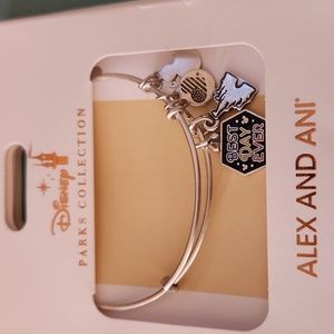 NEW Alex and Ani Disney Best Day Ever silver charm bangle bracelet